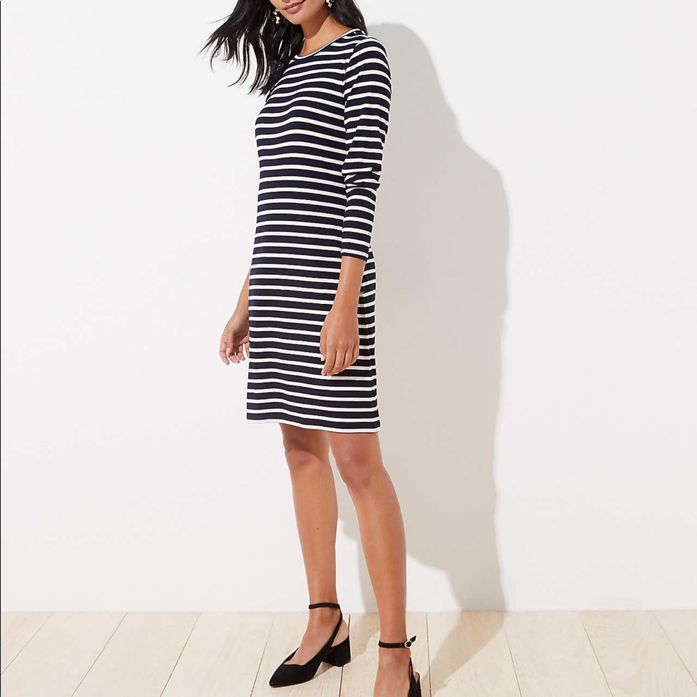 Loft NWT striped ribbed long sleeve tee‎ dress